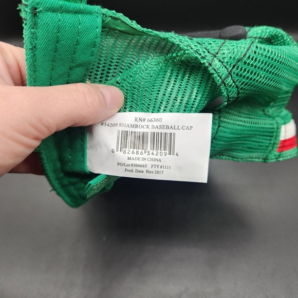 Shamrock Trucker Hat Black Green Mesh Irish Luck St Patricks Day Cap Distressed - Picture 6 of 9